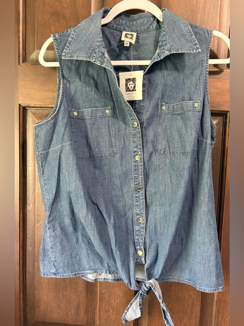 Anne Klein Blue Denim-Look Shirt